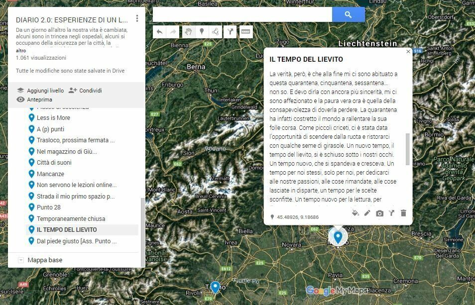 Screenshot di una delle testimonianze raccolte su mappa Google